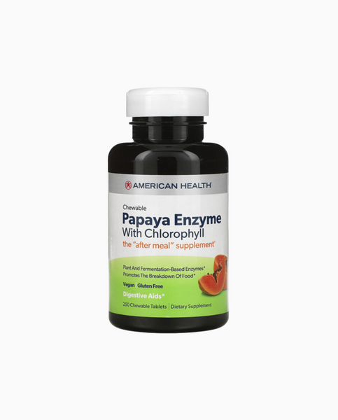 American Health Papaya Enzyme with Chlorophyll Ферменти папайї з хлорофіллом 250 chewable tablets, 250 шт