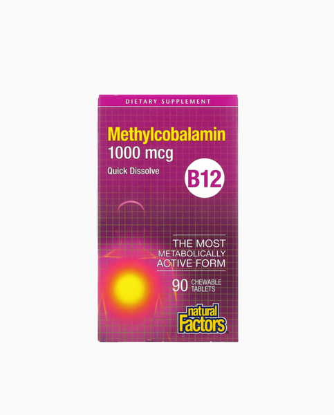 Natural Factors B12 Methylcobalamin Вітамін B12 Метилкобаламін 1000 мкг 90 chewable tablets, 90 шт