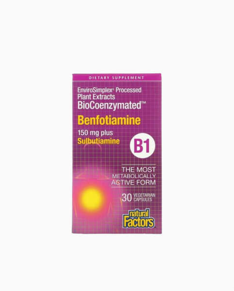 Natural Factors BioCoenzymated B1 Benfotiamine Plus Sulbutiamine 150 mg 30 capsules, 30 шт