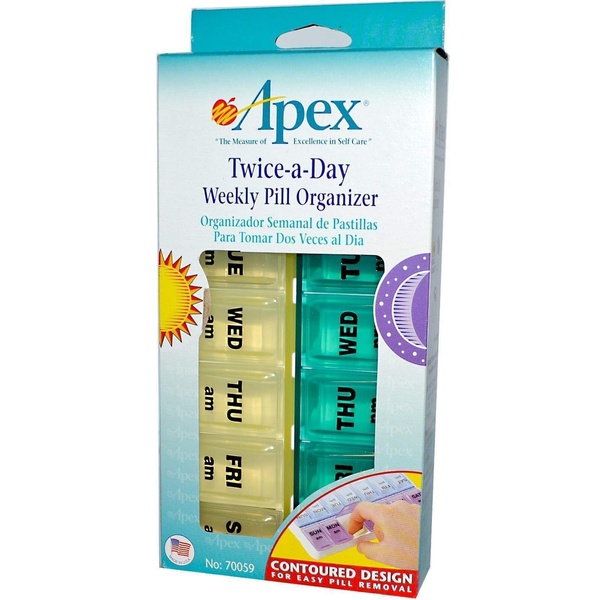 Apex Weekly Twice-A-Day Pill Organizer 1 Pill Organizer Таблетниця 7 днів