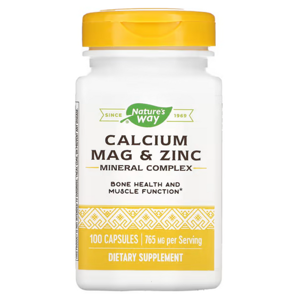 Nature's Way Calcium Mag & Zinc 765 mg Комплекс мінералів з кальцієм, магнієм та цинком 100 caps, 100 шт