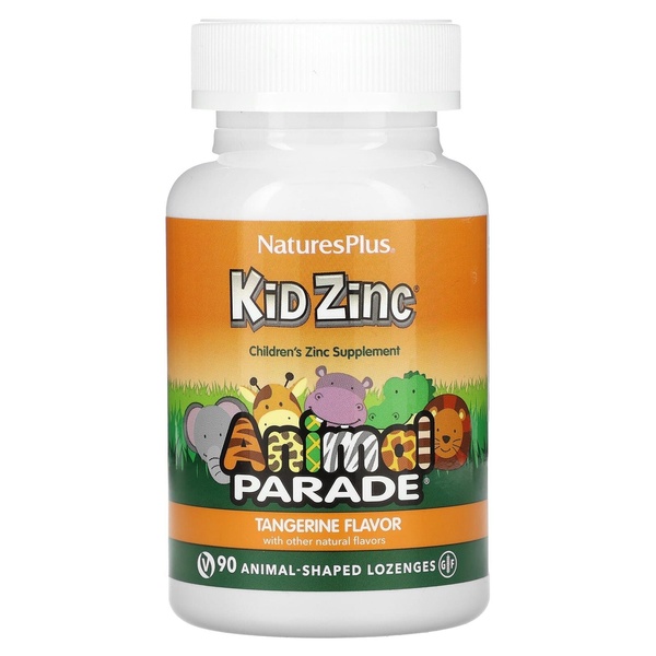 Nature's Plus Animal Parade Kid Zinc Цинк для дітей смак мандарина 90 льодяників, 90 шт