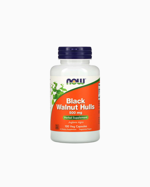 Now Foods Black Walnut Hulls Чорний Горіх 500 mg, 100 шт