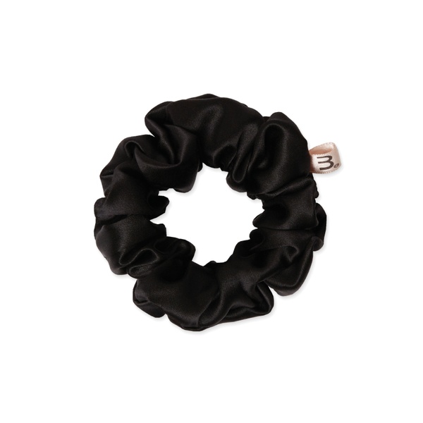 MON MOU SILK LARGE SCRUNCHIE BLACK Об'ємна чорна резинка з натурального шовку 1 шт, 1 шт