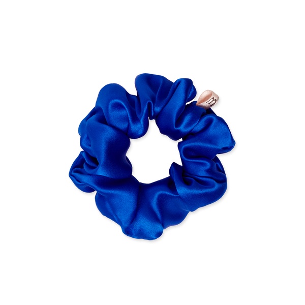 MON MOU SILK LARGE SCRUNCHIE BLUE Об'ємна синя електрик резинка з натурального шовку 1 шт, 1 шт