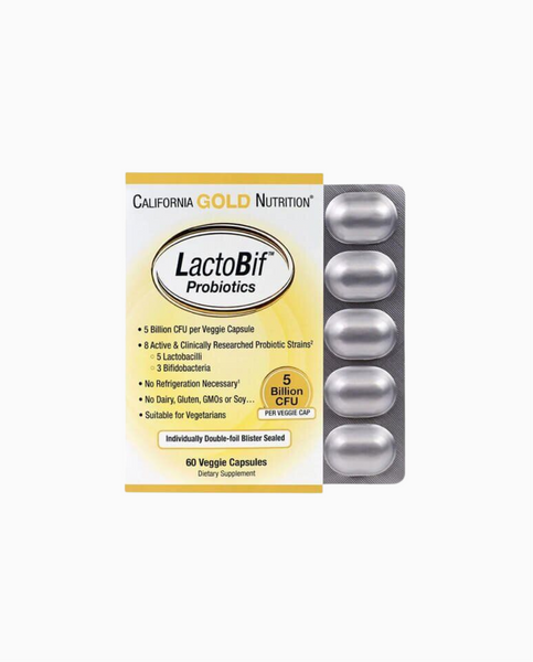 California Gold Nutrition LactoBif Probiotics 5 Billion CFU Пробіотики 5 млрд КУО 60 Veggie Capsules, 60 шт