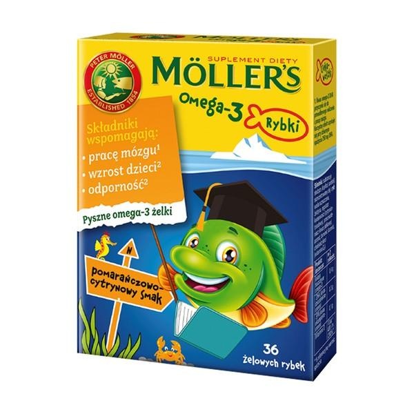 Mollers Omega-3 Fishes for Children Дитячі вітаміни риб'ячий жир зі смаком апельсину, 36 шт