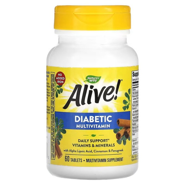 Nature's Way Alive! Diabetic Multivitamin Мультивітаміни для діабетиків 60 tabs, 60 шт