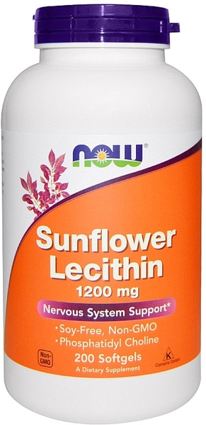 Now Foods Sunflower Lecithin Соняшниковий лецитин 1200 mg 200 Softgels, 200 шт