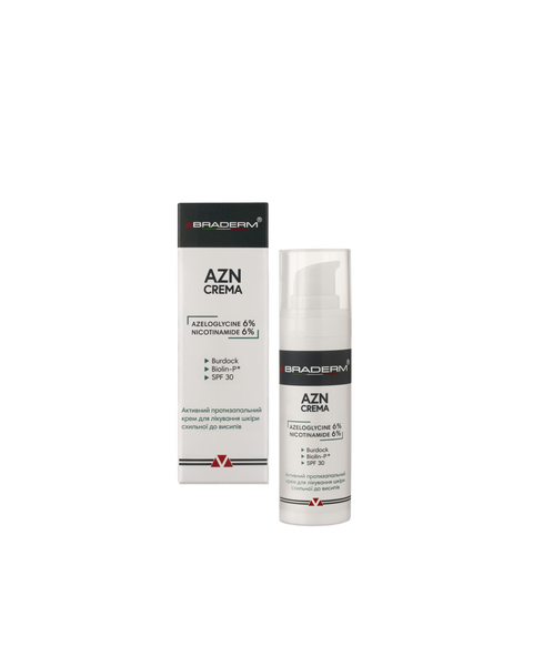 BRADERM Azn Cream SPF 30 Зволожуючий сонцезахисний крем 30 ml, 30 ml