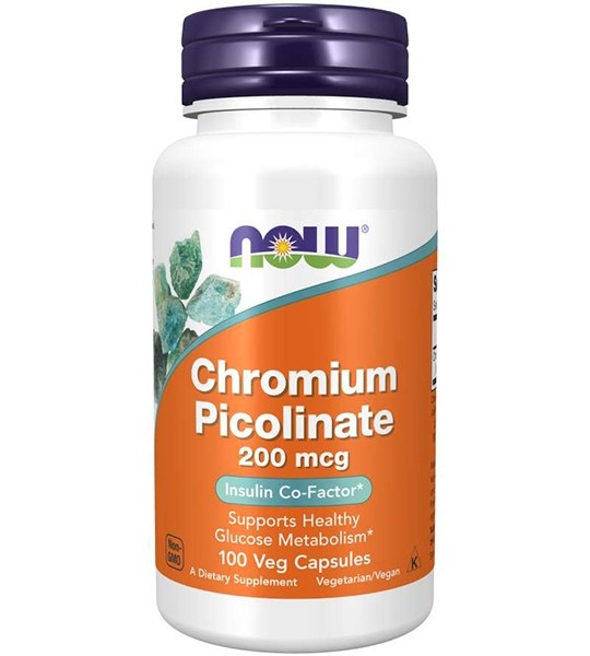 Now Foods Chromium Picolinate 200 mcg Хром піколінат 200 мкг 100 veg caps, 100 шт