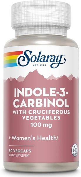 Solaray Indole-3-Carbinol 100 mg Індол-3-карбінол, підтримка балансу естрогену 30 veg caps, 30 шт