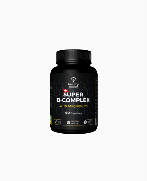 Healthy Nation Вітаміни групи В з магнієм / Super B-Complex With Magnesium / 60 Capsules, 60 шт