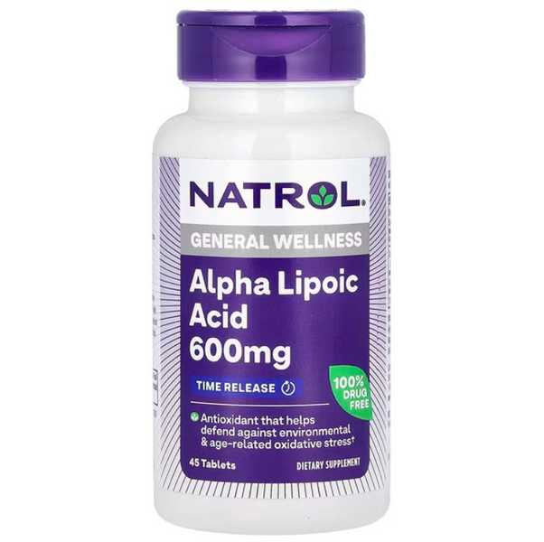 Natrol Alpha Lipoic Acid 600 mg Альфа-ліпоєва кислота 45 tabs, 45 шт