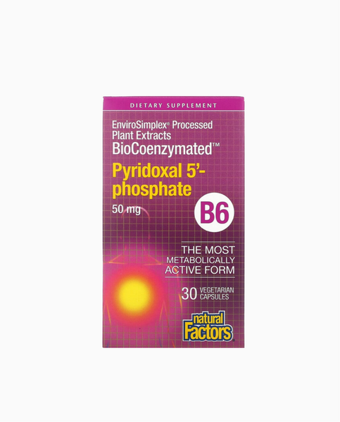 Natural Factors BioCoenzymated Вітамін B6 Піродоксал 5'-фосфат 50 mg 30 vegetarian capsules, 30 шт