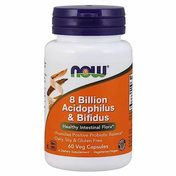 Now Foods 8 Billion Acidophilus & Bifidus Пробіотики 60 veg caps, 60 шт