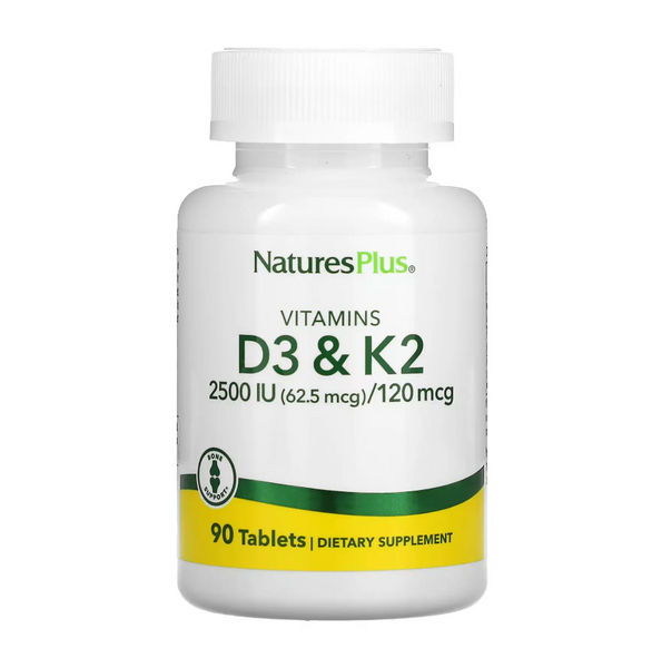 Natures Plus Vitamins D3 & K2 Вітаміни Д3 та K2 90 Tablets, 90 шт