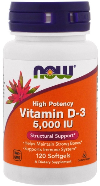 Now Foods Vitamin D3 5000 IU Вітамін D3 120 шт, 120 шт