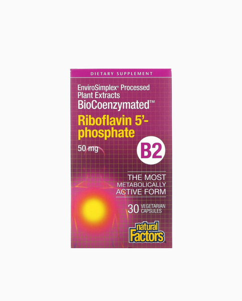 Natural Factors BioCoenzymated B2 Riboflavin 5'-phosphate Вітамін B2 Рибофлавін 5'-фосфат 50 mg 30шт, 30 шт