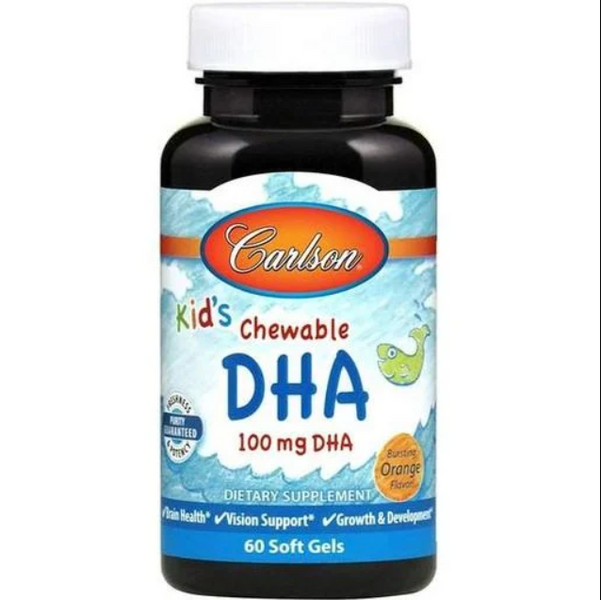 Carlson Labs Kid's Chewable DHA 100mg Orange Омега для дітей 60 softgels