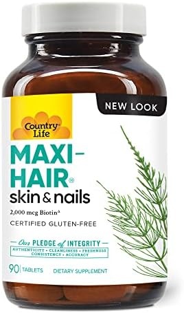 Country Life Maxi-Hair Вітамінно-мінеральний комплекс для росту та зміцнення волосся 90 tablets, 90 шт