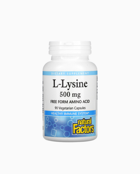 Natural Factors L-Lysine Л-Лізин 500 mg 90 Vegetarian Capsules, 90 шт