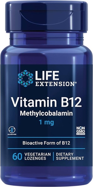 Life Extension Vitamin B12 Methylcobalamin 1 mg Вітамін В12 Метилкобаламін 60 vegetarian lozenges, 60 шт