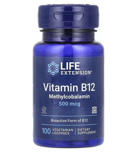 Life Extension Vitamin B12 Methylcobalamin Вітамін В12 Метилкобаламін 500 mcg 100 Veg Lozenges, 100 шт