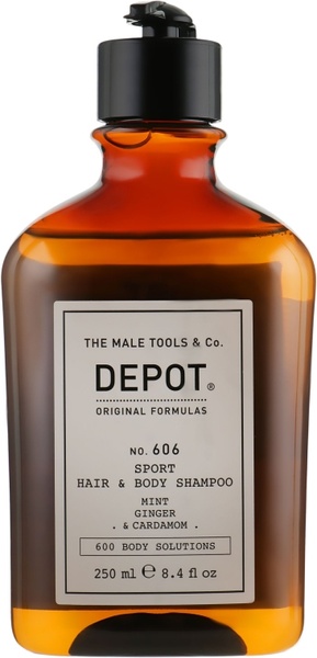 DEPOT 606 Sport Hair&Body Shampoo Шампунь спорт освіжаючий для волосся та тіла 250 ml, 250 ml