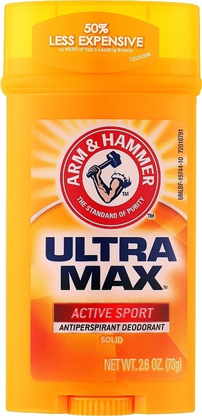 Arm & Hammer UltraMax Tвердий дезодорант-антиперспірант для чоловіків, аромат «Active Sport», 73 g