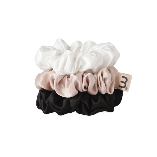 MON MOU SILK MEDIUM SCRUNCHIES SET BLACK, WHITE, NUDE Набір середніх резинок 3 шт, 3 шт