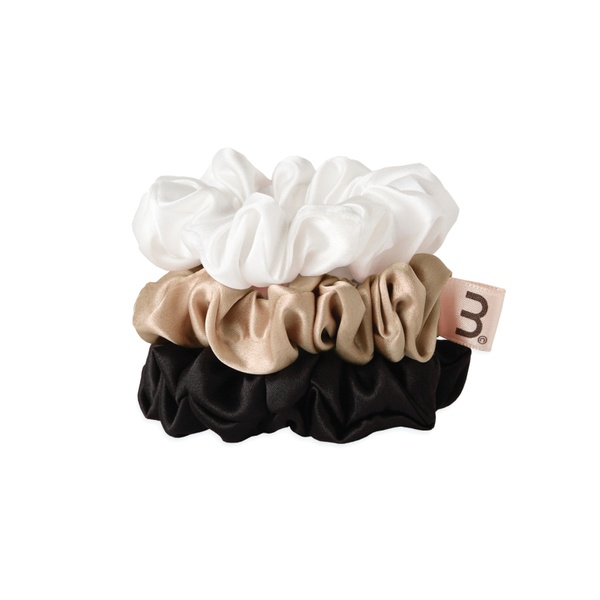 MON MOU SILK MEDIUM SCRUNCHIES SET BLACK, WHITE, BEIGE Набір середніх резинок 3 шт, 3 шт