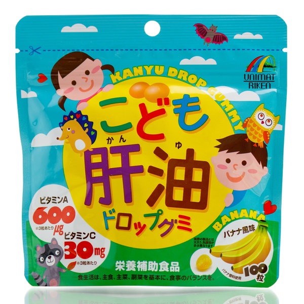 Unimat Riken KANYU drop gummy for kids Жувальні вітаміни для дітей зі смаком банану, 100 шт