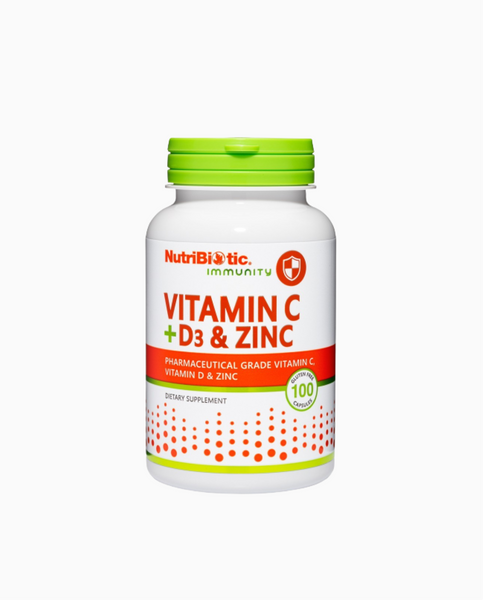 NutriBiotic Immunity Vitamin C + D3 & Zinc Вітамін C Вітамін Д3 та цинк для імунітету, 100 шт