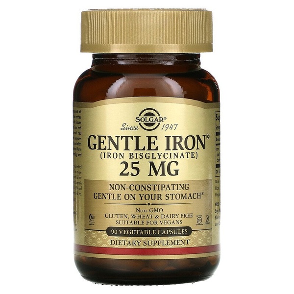 Solgar Gentle Iron Легкозасвоюване залізо 25 mg, 90 шт