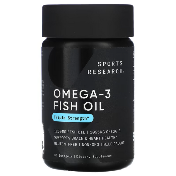 Sports Research Triple Strength Omega 3 Fish Oil 1250 mg Омега-3 потрійна сила 30 Softgels, 30 шт