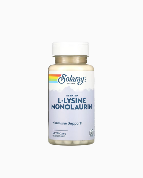 Solaray L-Lysine Monolaurin 1:1 Ratiо L-лізин і Монолаурин у співвідношенні 1:1 60 VegCaps, 60 шт