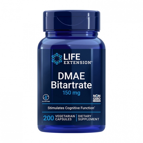 Life Extension DMAE Bitartrate Бітартрат ДМАЕ 150 mg 200 Veg Caps, 200 шт