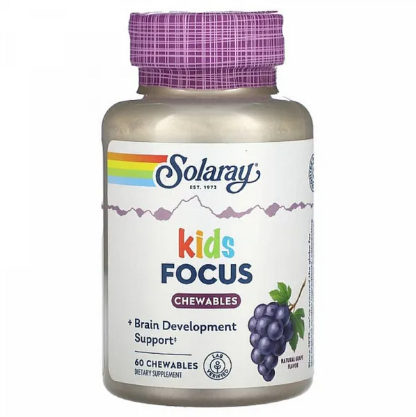 Solaray Kids Focus Підтримка розвитку мозку дітей 60 Chewables, 60 шт