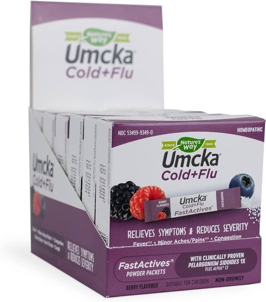 Nature's Way Umcka Fast Actives Cold + Flu Relief (Berry) Засіб від застуди 10 Packets, 10 шт