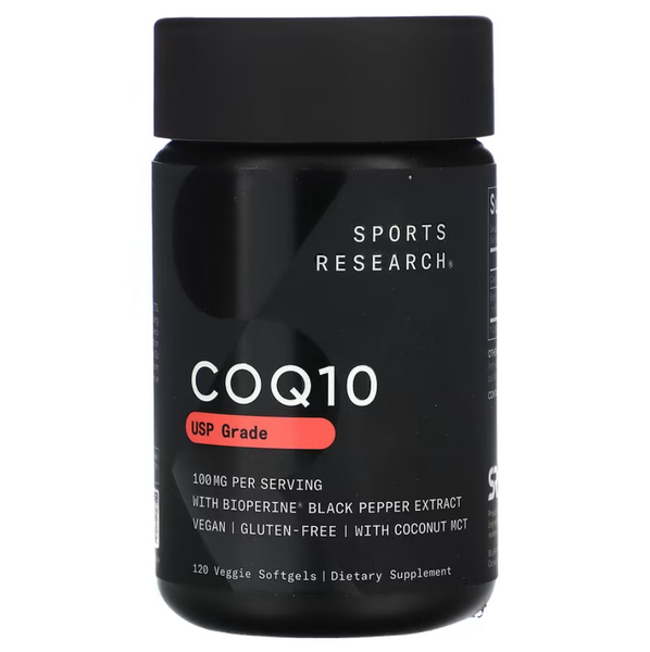 Sports Research CoQ10 with BioPerine & Coconut Oil 100 mg Коензим Q10 з Біоперином 120 Softgels, 120 шт