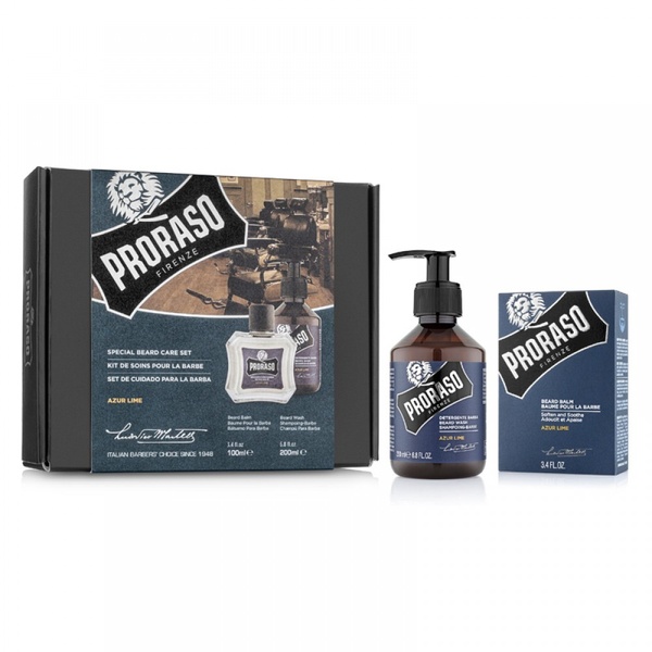 Proraso Duo Pack Beard Balm + Shampoo Azur Lime Набір для догляду за бородою