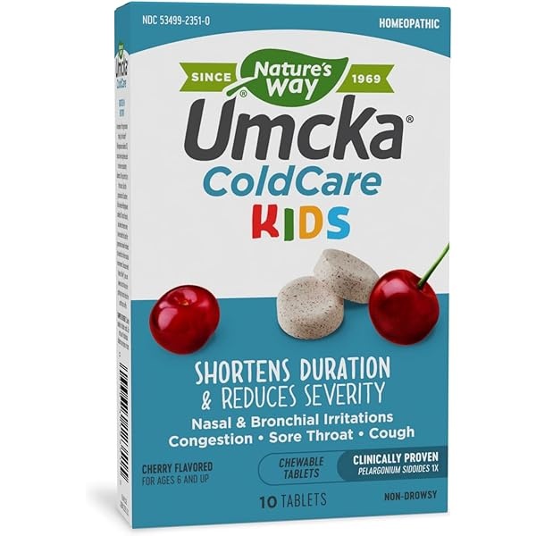 Nature's Way Umcka ColdCare Kids Chewable Cherry Засіб від застуди для дітей 10 Tablet, 10 шт