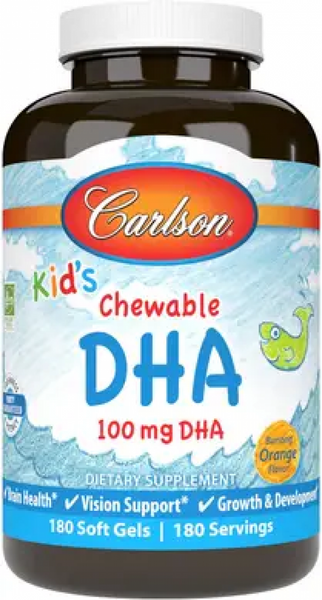 Carlson Labs Kids Chewable DHA Риб'ячий жир для дітей (апельсин) 100 mg, 180 шт