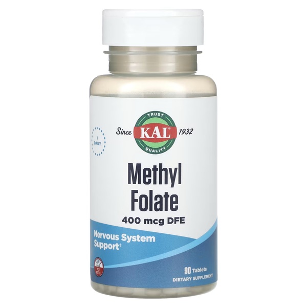 KAL Methyl Folate 400 mcg DFE Метилфолат 90 tablets, 90 шт