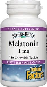 Natural Factors Stress-Relax Melatonin 1 mg Chewable Мелатонін 90 Tablets, 90 шт